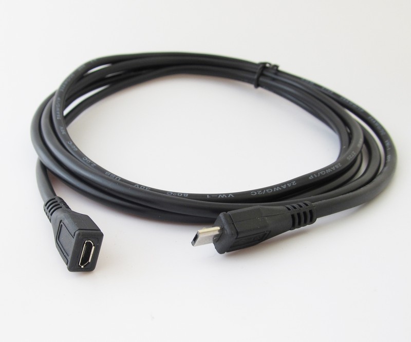 1pc 2M/6.6ft Extension Data Cable Micro USB 5pin Male to Female Straight Cable