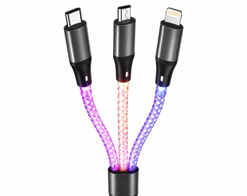 66W RGB LED Fast Charging USB C Cable PD Type C Data Cord for iPhone 15 Samsung