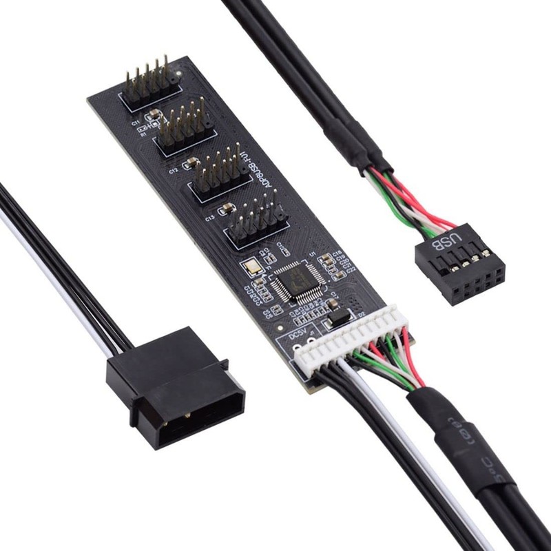 Cheyang Usb 2.0 9pin Hub 1 To 4 Motherboard Port Multiplier Extension Cable Adap