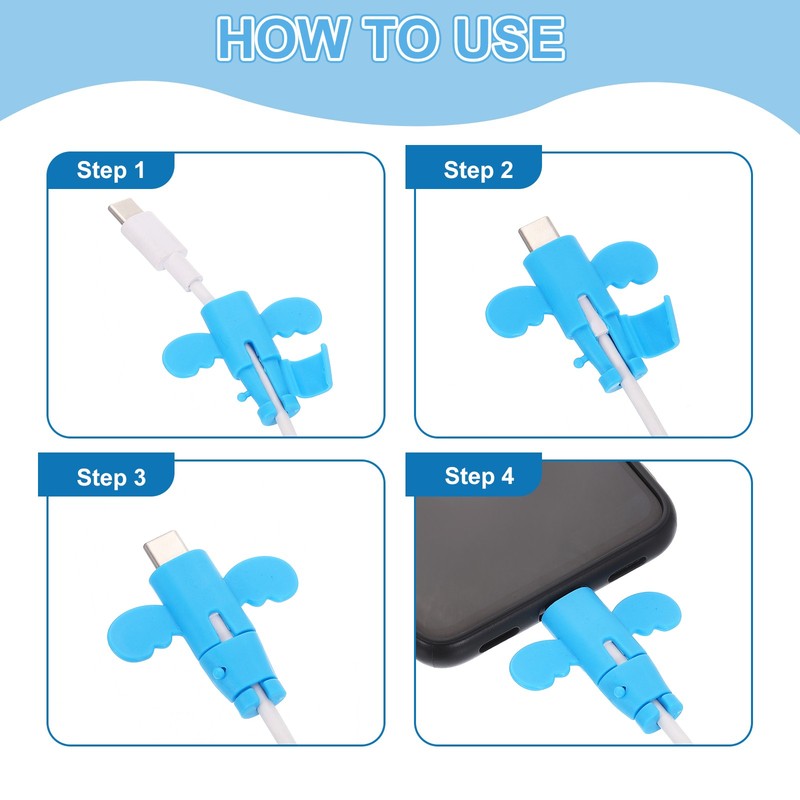 24Pcs Charger Cable Protector, Flexible Cute Wire Cord Saver Organizer, Blue gallery