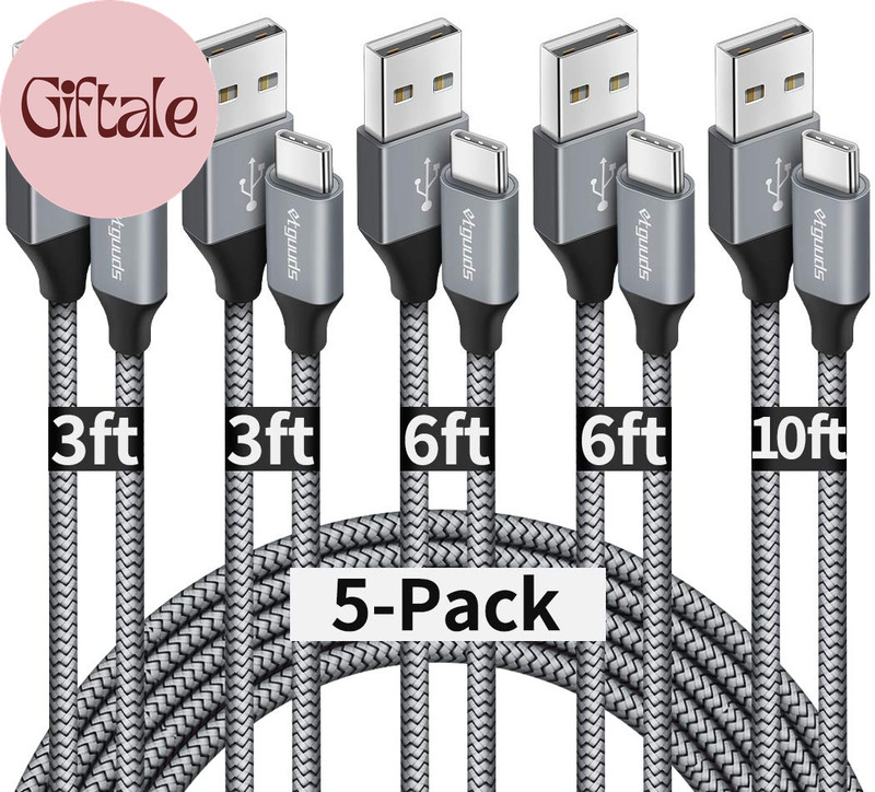 USB a to USB C Cable 5-Pack (3/3/6/6/10 Ft), Fast Charging Type C Charger Cord f gallery