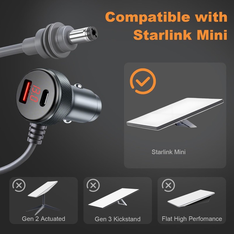 Starlink Mini Cable 3-in-1, Starlink Mini Car Adapter with Digital Display Du... gallery