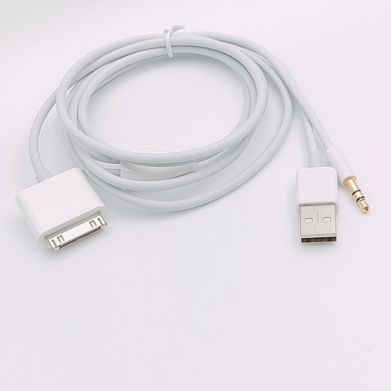 2PACK 30pin Dock To 3.5mm Car AUX Audio USB charger Cable For iPod iPhone 3G 4G gallery