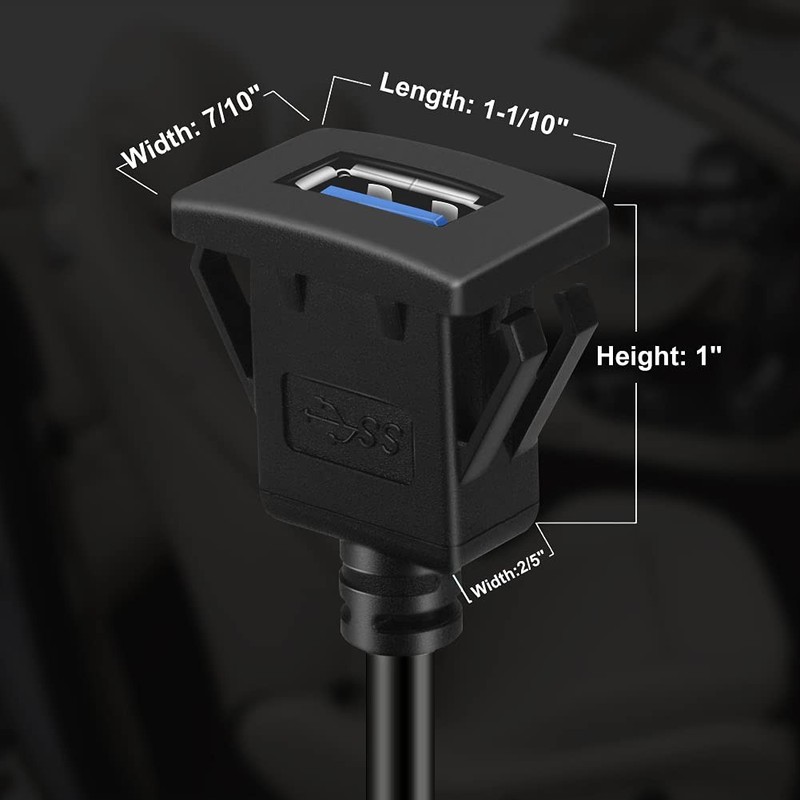 5 Pack 3ft Square USB 3.0 Panel Flush Mount Extension Car Dashboard Cord gallery