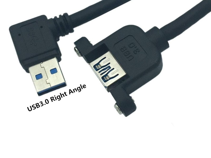 Panel Mount USB 3.0 Extension Cable 90 Degree Right Angle Adapter 1FT 30cm gallery