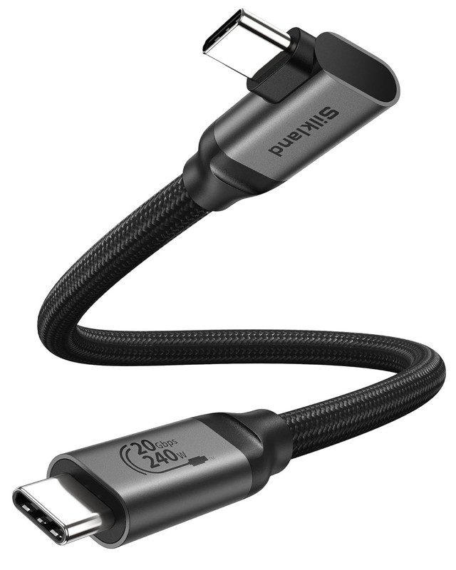 Rugged Nylon Braided USB C Cable Right Angle 1FT for Efficient Charging & Data gallery