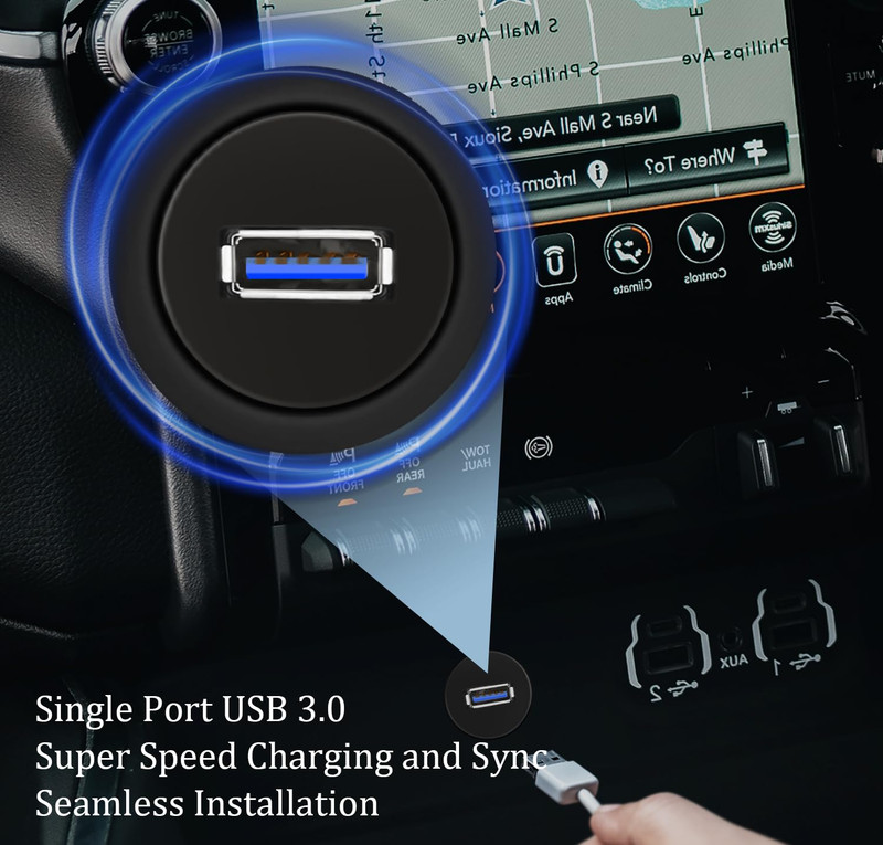 Single Port USB 3.0 Car Flush Mount Cable USB Dash Mount Adapter gallery