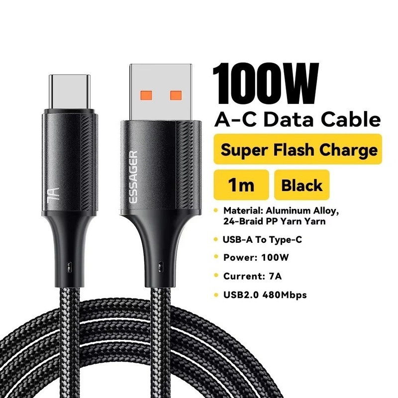 ESSAGER 100W USB C Fast Charging Cable 7A Type C Charger Cord for Samsung Xiaomi gallery