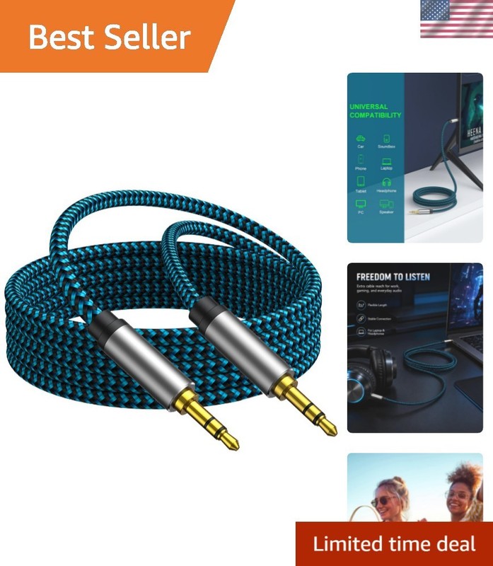 5ft Male-Male Aux Cord – Tangle-Free, Braided Design for All Devices