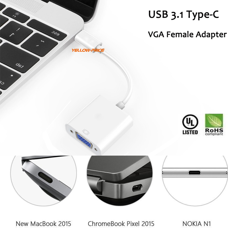 New USB Type C (USB-C & Thunderbolt 3 Port Compatible) to VGA Adapter Converter gallery