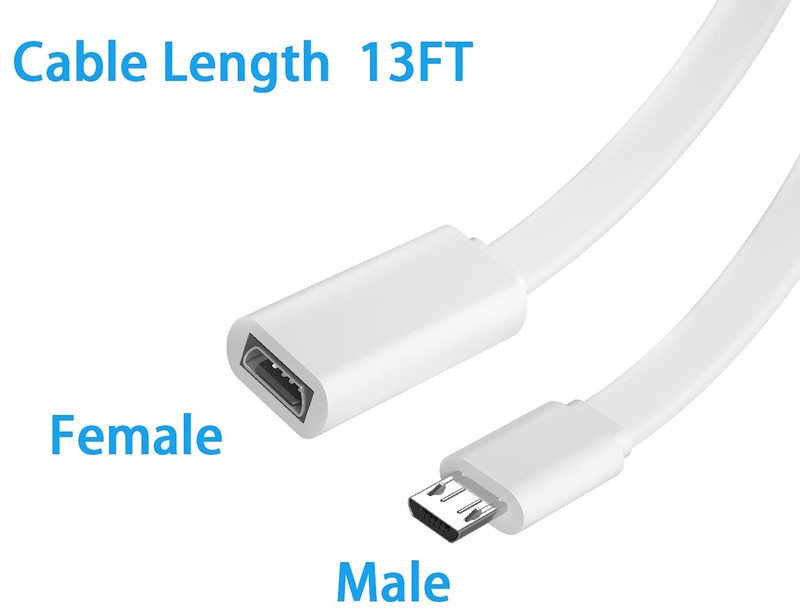 2 Pack 13FT Micro USB Extension Cable for Zmodo,Male to Female Extender Flat ... gallery