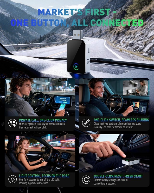 Wireless CarPlay & Android Auto Adapter, 2026 Upgrade, Fast Plug & Play, Convert gallery