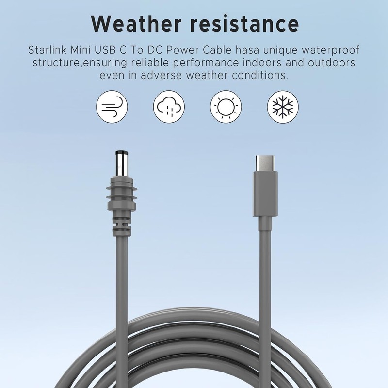 Lightweight Mini USB-C to DC Cable, 100W Max, Waterproof 3M for On-the-Go gallery