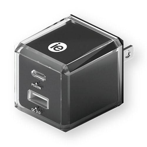 iEssentials Dual PD Type C+QC 3.0 USB Wall Charger 38-Watt Black Phone Tablet