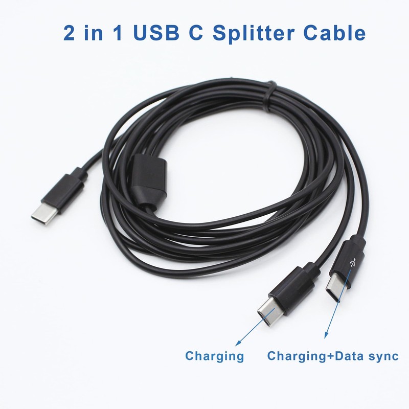 2 In 1 USB Type C Splitter Cable Male To 2 Male Data Sync Charge 4.9FT/1.5M gallery