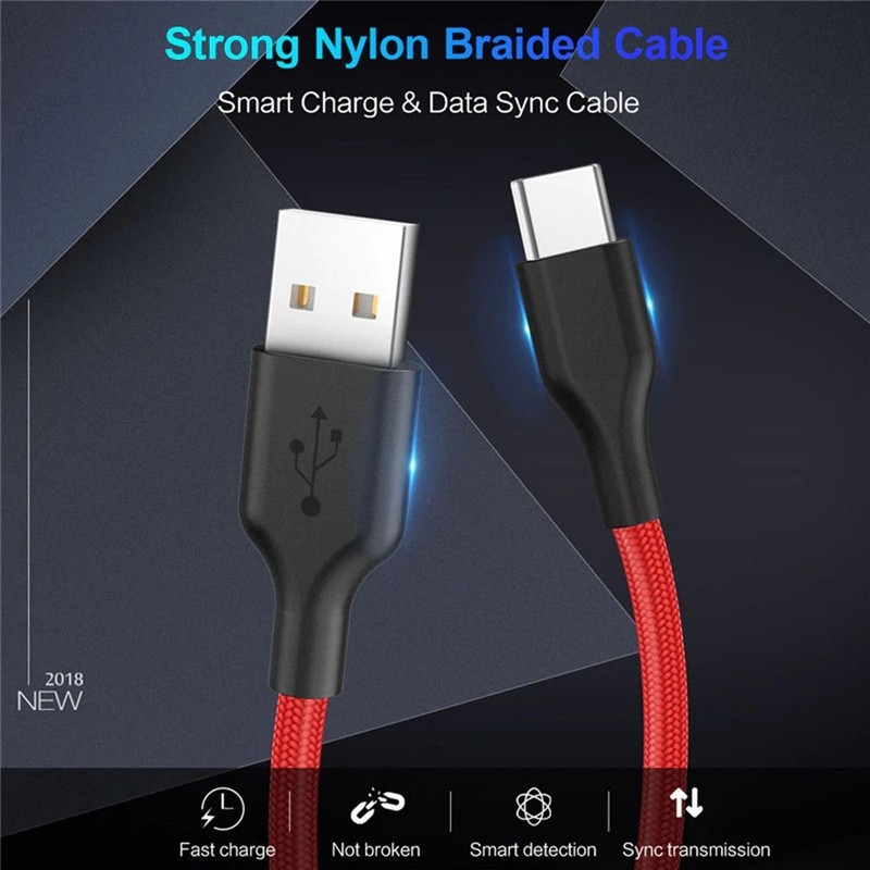 Samsung iPhone 3A USB Type C 2M charging cable Galaxy S9 S8 Plus S10 Huawei gallery