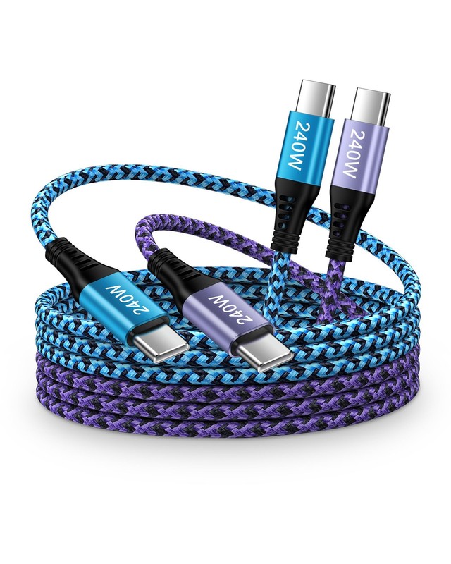 USB C to C Cable 6ft Braided Fast Charger Cord Type C Data Sync Connecting Wire