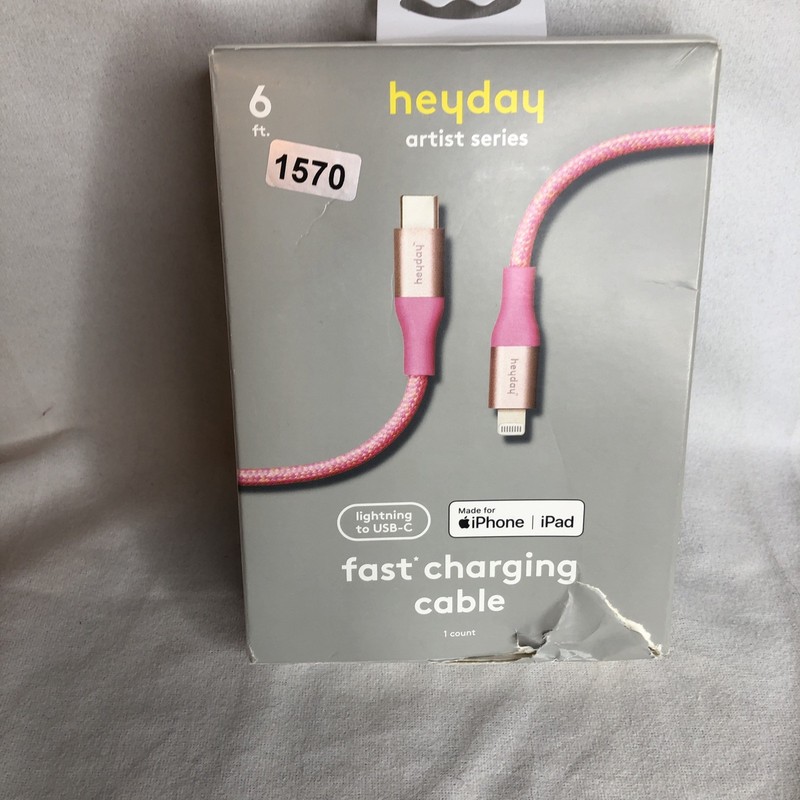 Heyday Fast Charging Pink Braided Cable - USB-C gallery