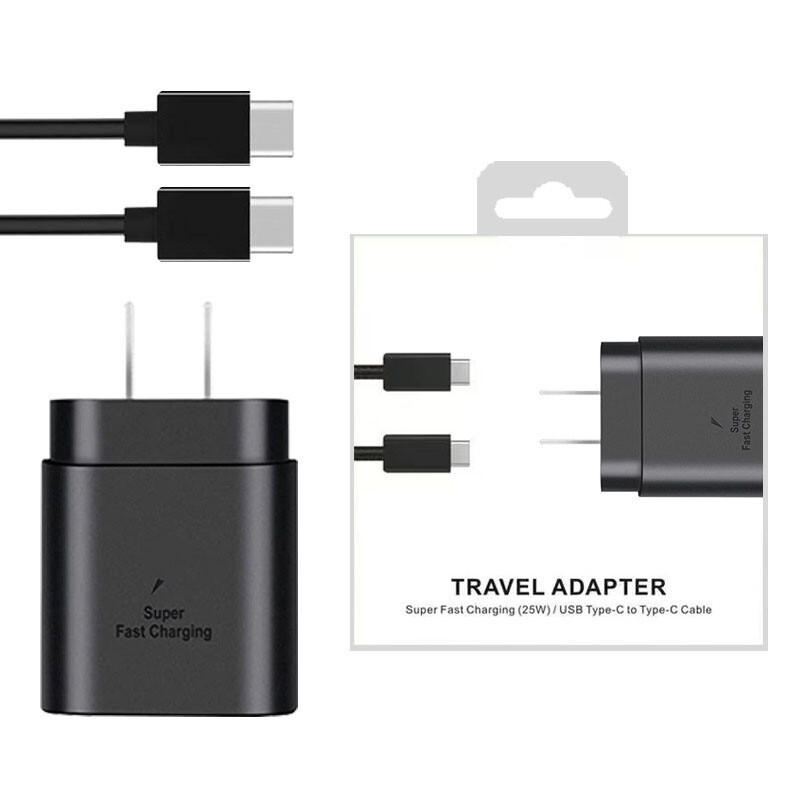 25W Dual Type C USB-C Cable Super Fast Wall PD Charger Block For Samsung Android