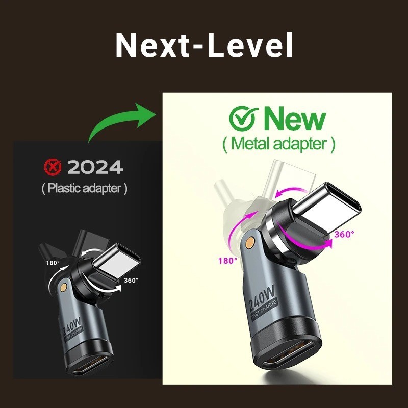 AUFU PD240W USB C to USB C OTG Adapter 540° Rotating 5A Fast Charging gallery