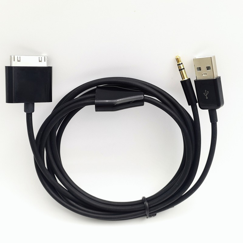 30pin Dock To 3.5mm Car AUX Audio USB Charger Cable for IPod IPhone IPad