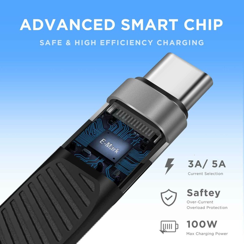 Afterplug Short USB-C to USB C Cable [0.5 ft 6 inch], 100W 5A 10Gbps gallery