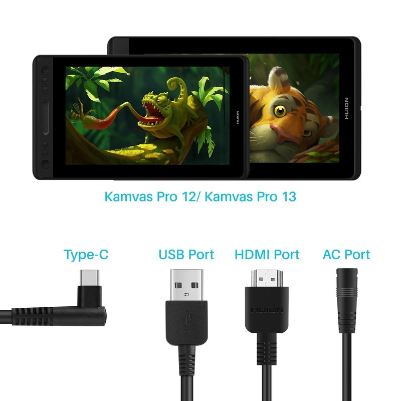 HUION 3-in-1 Cable for KAMVAS Pro 16 Pro 13 GT-133 and Pro 12 GT-116 Graphics Dr gallery