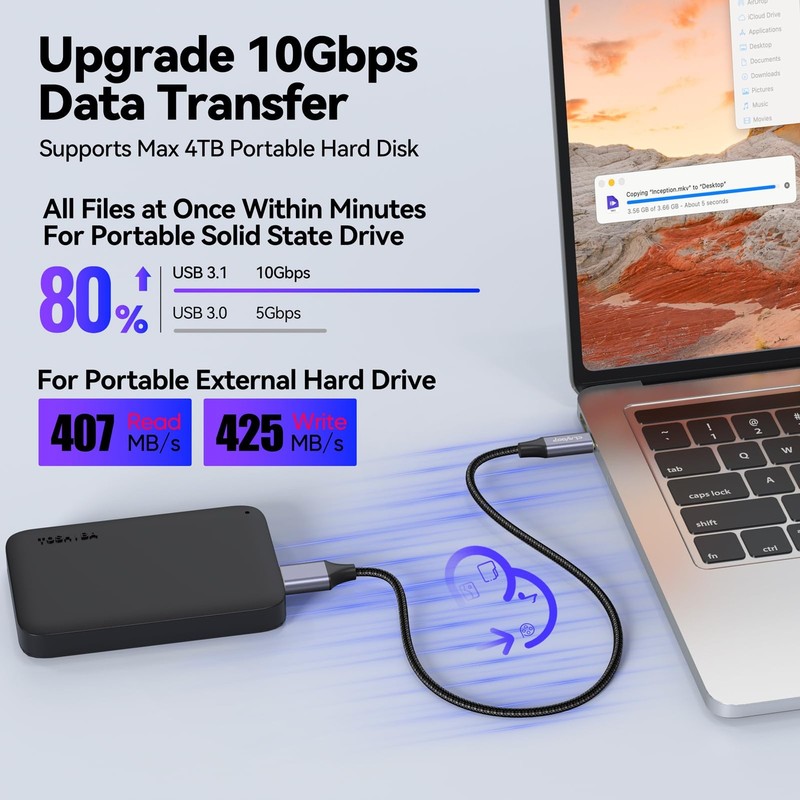 External Hard Drive Cable USB C 1.5FT, 10Gbps Micro B 3.0 to Type C Cord Wire... gallery