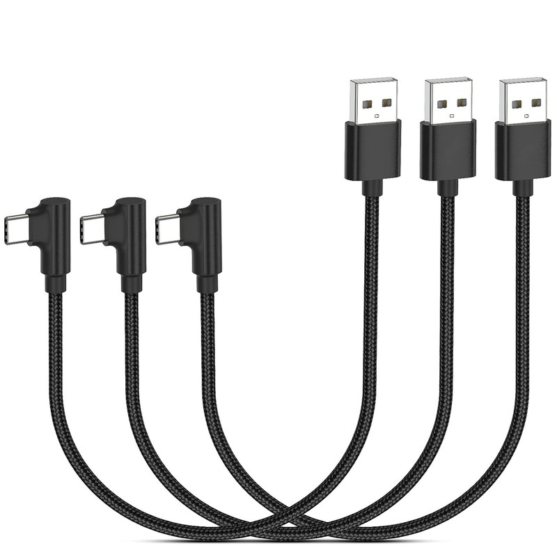 1Ft Right Angle USB C Cable Fast Charging, 3 Pack 90 Degree USB a to USB Type C