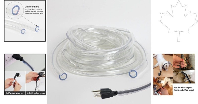 10ft Clear Pet Cord Protector - Flexible and Chew-Resistant Cable Sleeve gallery