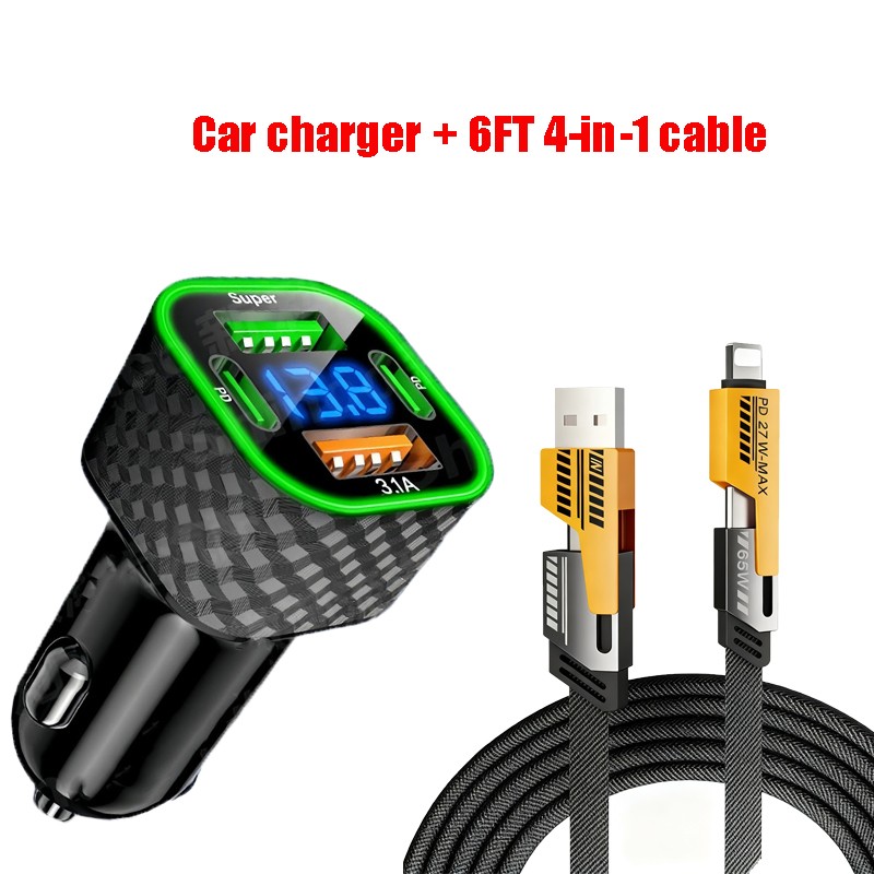 380W Multi-Port With Digital Display Car Charger For Samsung iPhone Android Phon