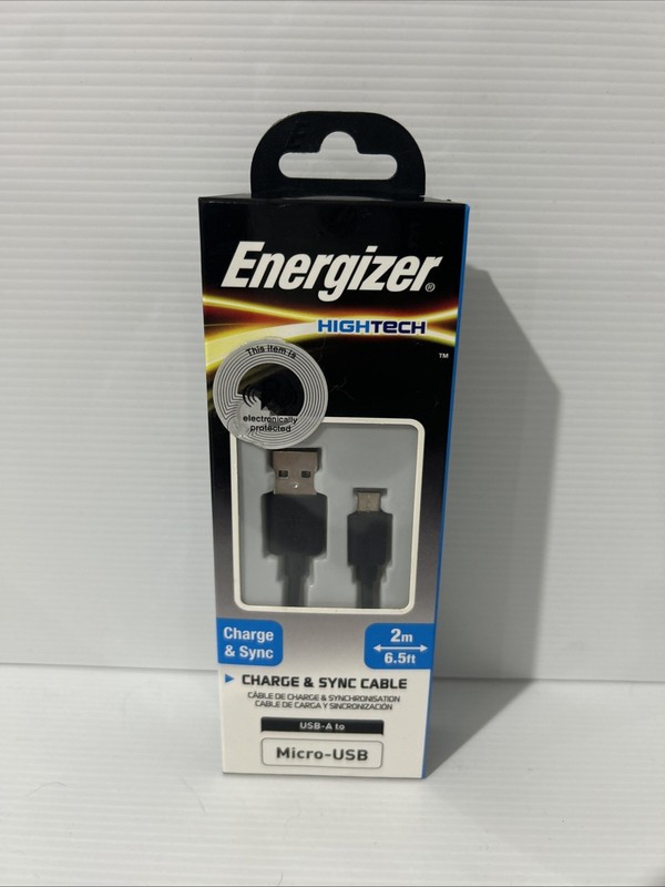 Energizer Extra Long 2M USB-A – MicroUSB Charger Sync Cable Phone Tablet Speaker