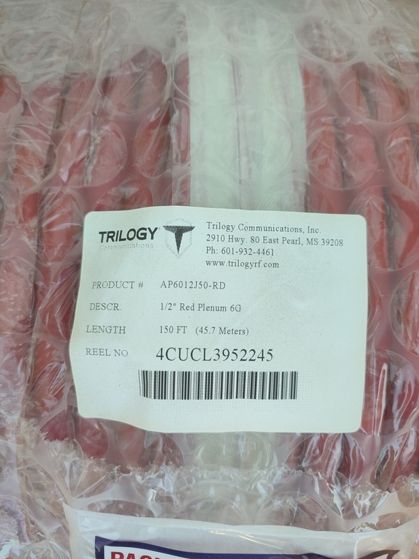 Trilogy Aircell 1/2” Plenum fire Cable W/Metal Raceway, Red, 150 Ft,AP6012J50-RD gallery