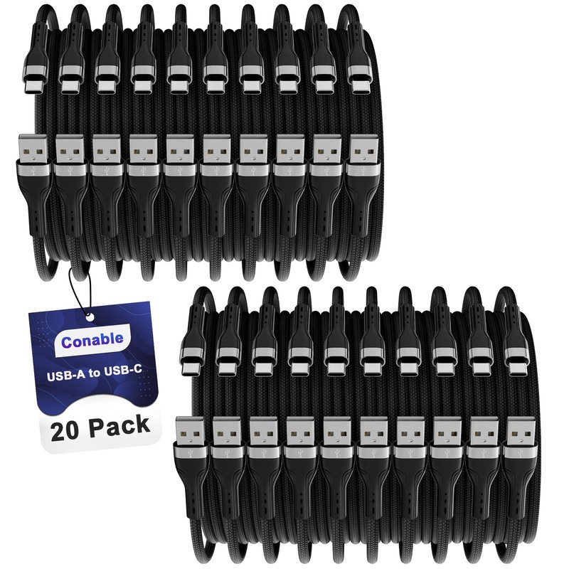 Conable USB C Cable (8FT, 20-Pack), USB A to USB Cord Fast Charging Compatibl…