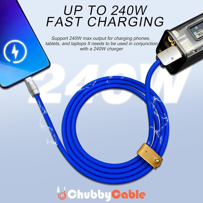 Extra Thick Type-C to C Charger Cable - 9.8FT Fast Charge & Data Transfer Green gallery