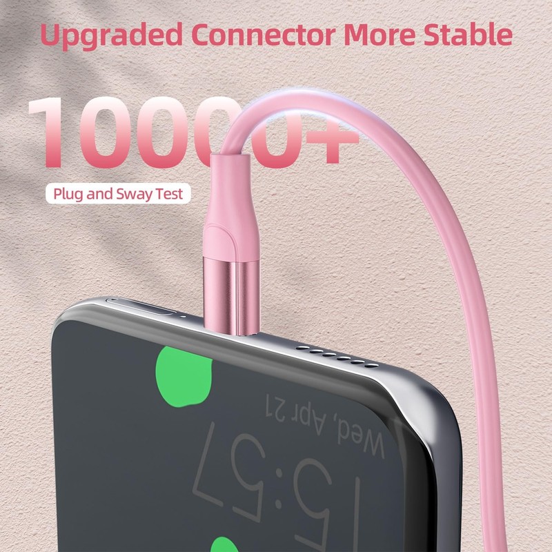 3 Pack 6 FT USB C Charger Cable 60W Type C To Type C Cord Blue Purple Pink gallery