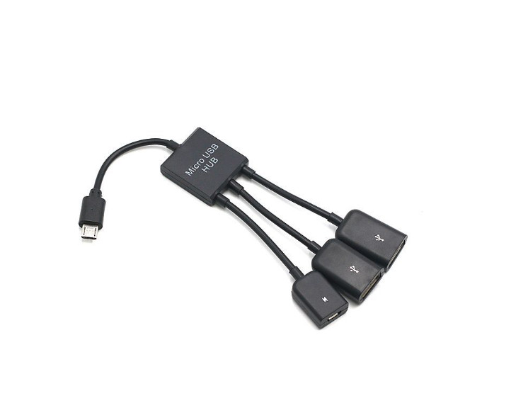 3 in 1 Male to Female Dual Micro USB 2.0 Host OTG Hub Adapter Cable