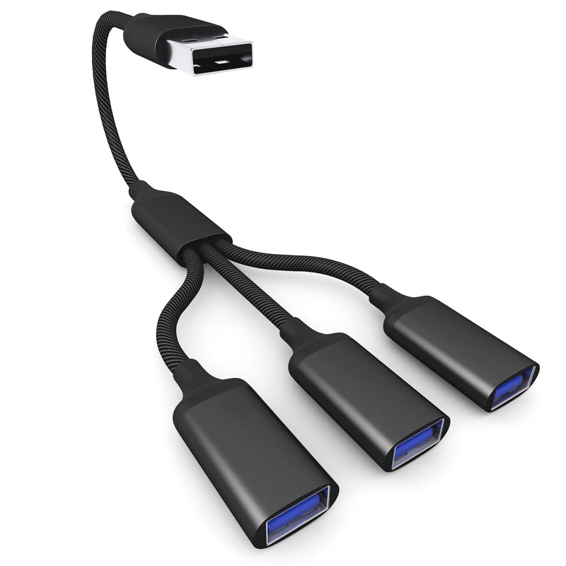 USB Splitter Cable 1 IN 3 OUT 1FT, USB 2.0 Male to Dual Female Extension Cord...
