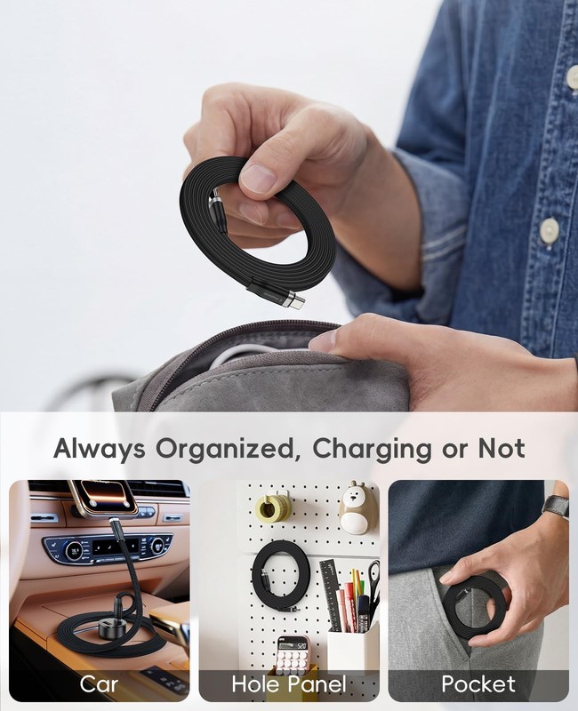 5FT Magnetic Coiled USB to USB Cable, 60W Fast Charging and Data Cord, Windin... gallery