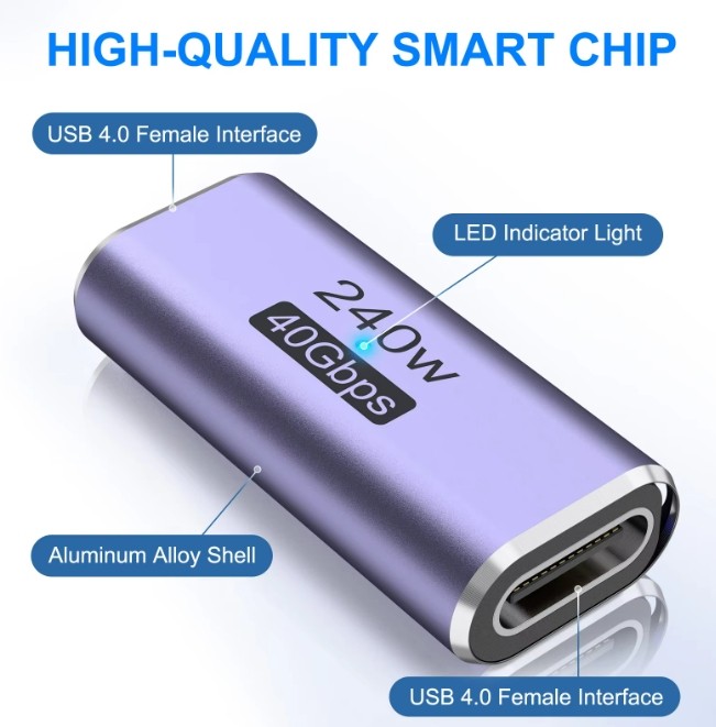 USB 4 Type C Female to Female Adapter Coupler 240W 40Gbps 8K for Thunderbolt Lot gallery