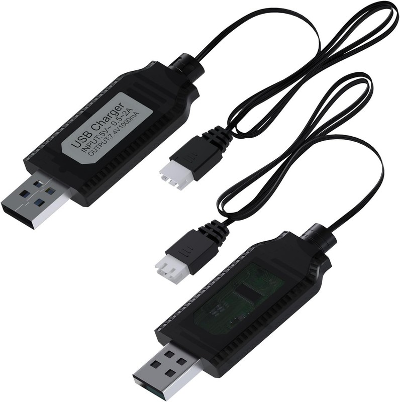2-Pack USB Charger Cable for 7.4V LiPo Batteries - Reliable Charging Solution gallery