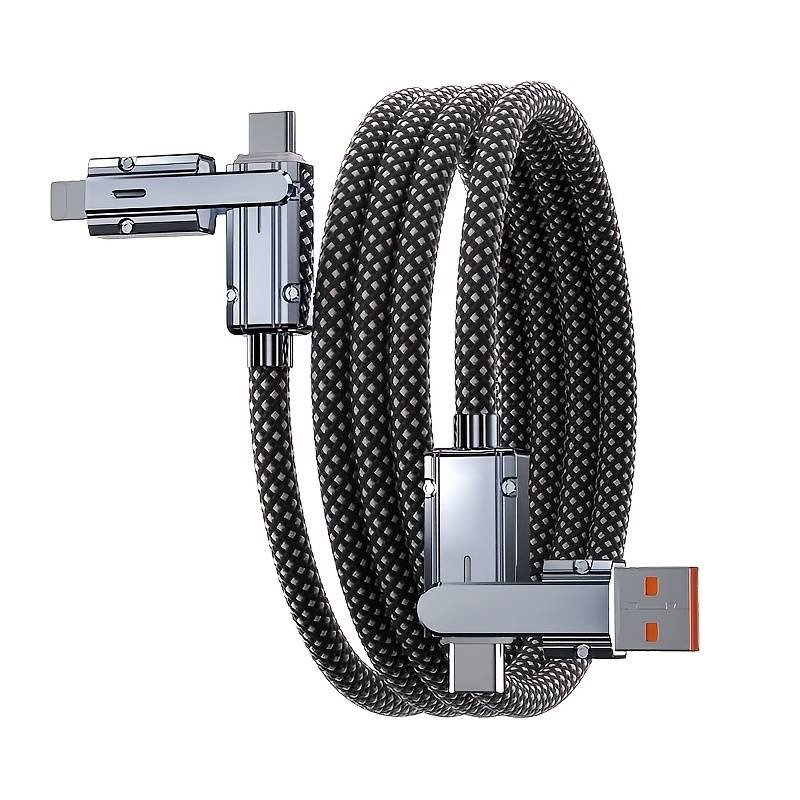 100W 4‑in‑1 Fast Charging Cable – Nylon Multi Charger USB‑C/USB‑A/iPhone