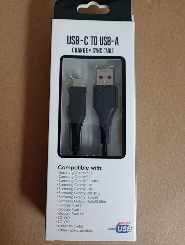 USB-A to USB Type-C High Speed Certified Charging & Sync Cable 3 ft Black SEALED gallery