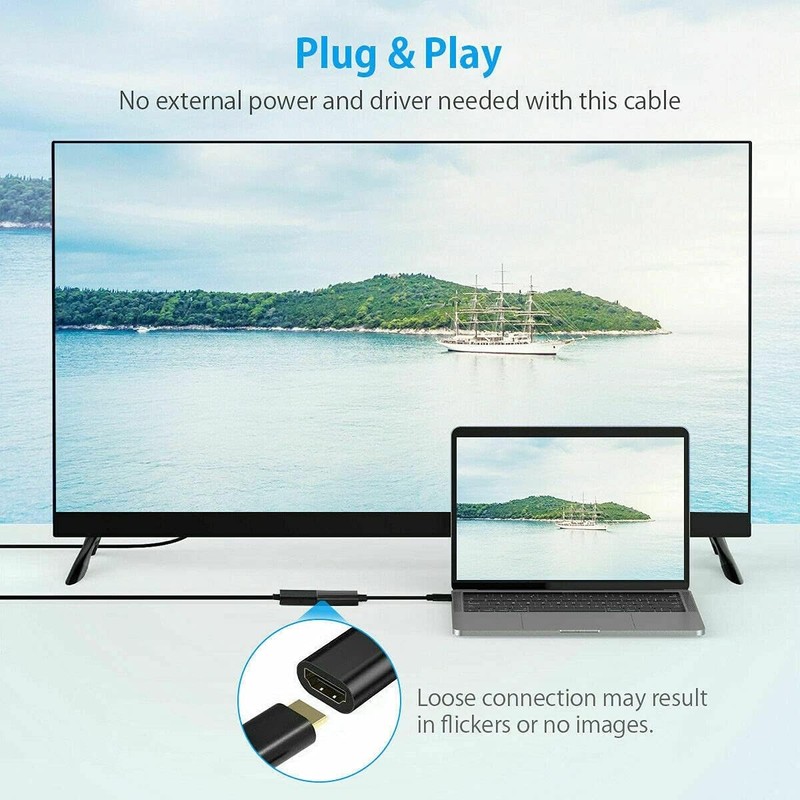 USB-C Type C To HDMI Adapter USB3.1 Cable For MHL Android Phone Tablet Black Lot gallery