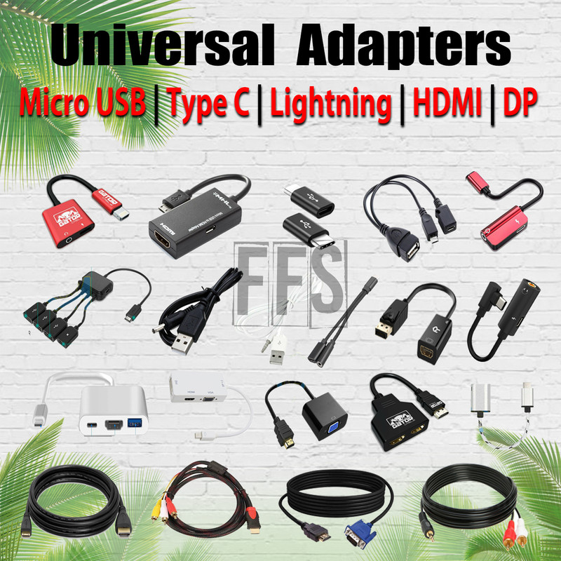 Adapters For Micro USB / Type C USBC / HDMI / DP / AUX / RCA Cable 4K HD lot US