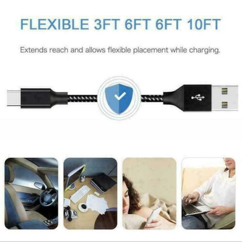 USB Wall Power Adapter Fast Charger 10Ft Long Type C Cable For Samsung Android gallery