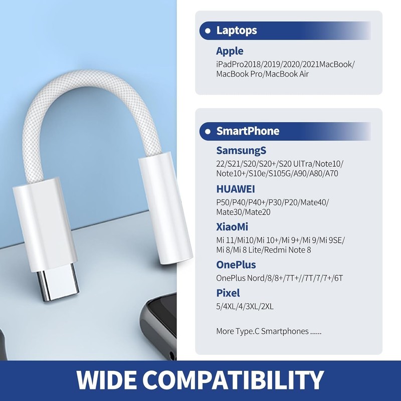 2 USB-C Type C Adapter Port to 3.5MM Aux Audio Jack Earphone Headphone Cable gallery