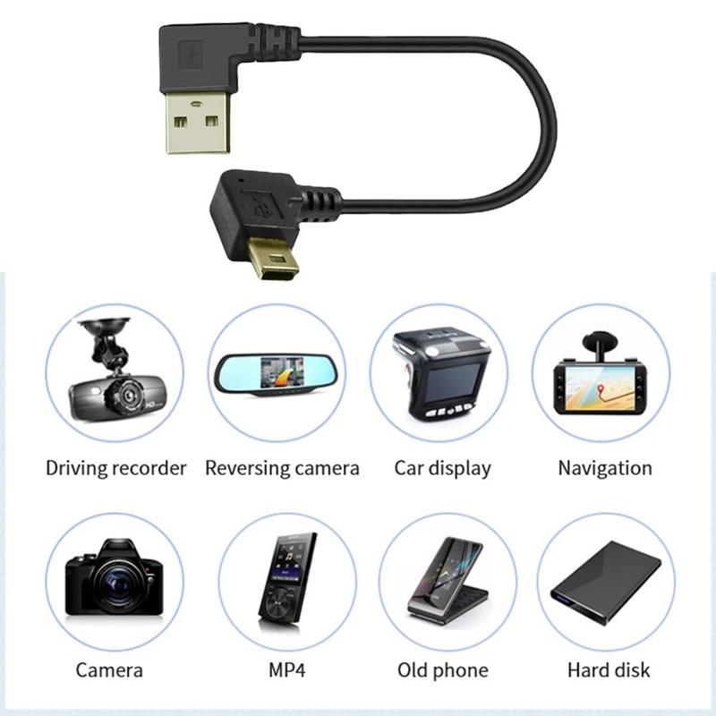 Right Angle Mini USB Cable 6 Inch Short Power Cable 3-Pack gallery