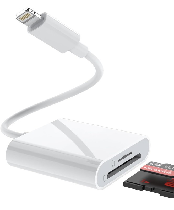 2 In 1 Lightning To SD Card Reader For iPhone Apple MFi Certified Dual Slot NEW