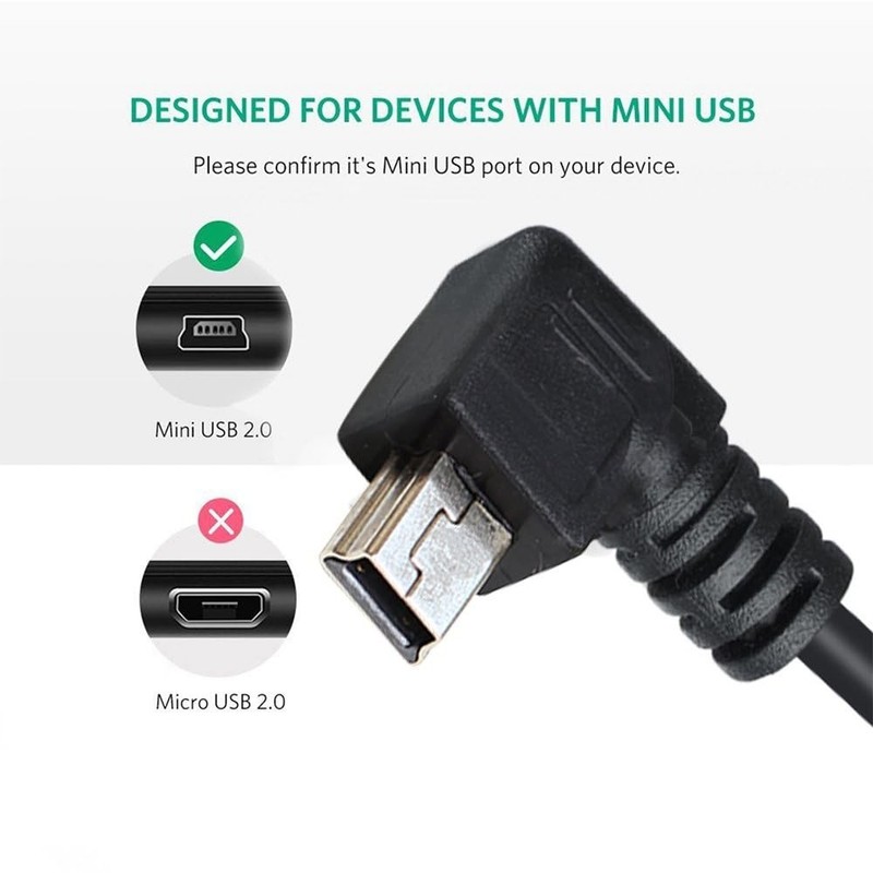 Right Angle Mini USB Cable 6 Inch Short Power Cable 3-Pack gallery